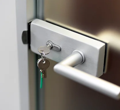 Modern Door Lock With a Key Inserted
