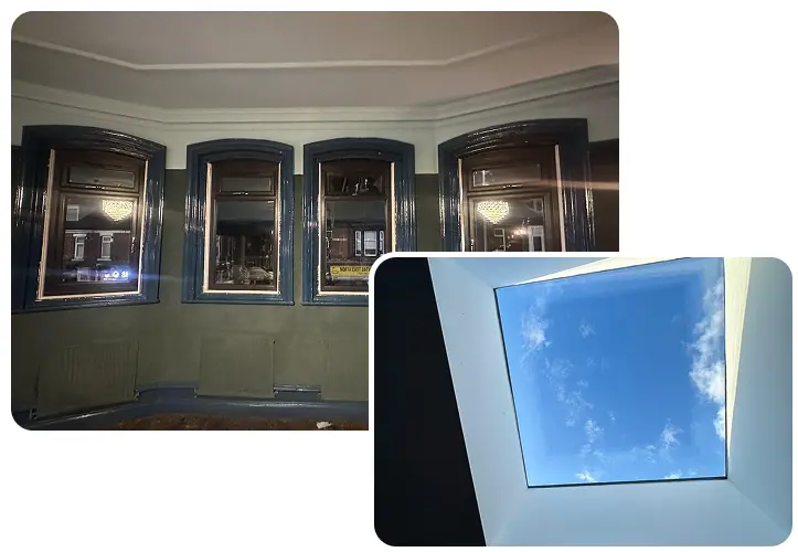 Bright skylight showing a clear blue sky